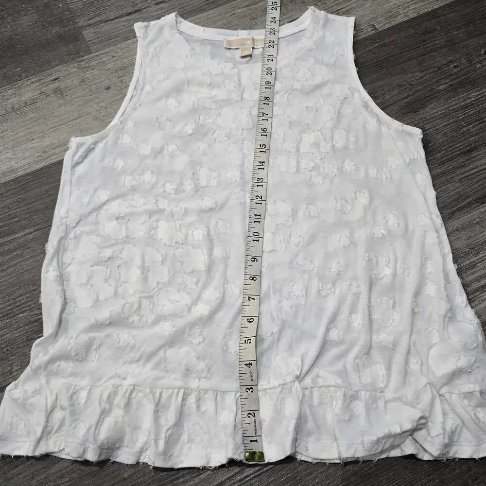 Michael Kors White Floral Sleeveless Peplum Top Dressy Shirt